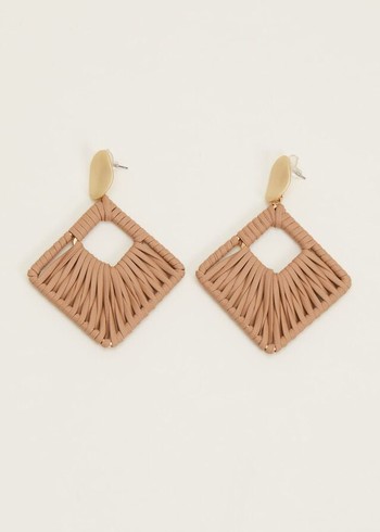 Phase Eight Woven Square Drop Jewellery Beige USA | 1205348-CL